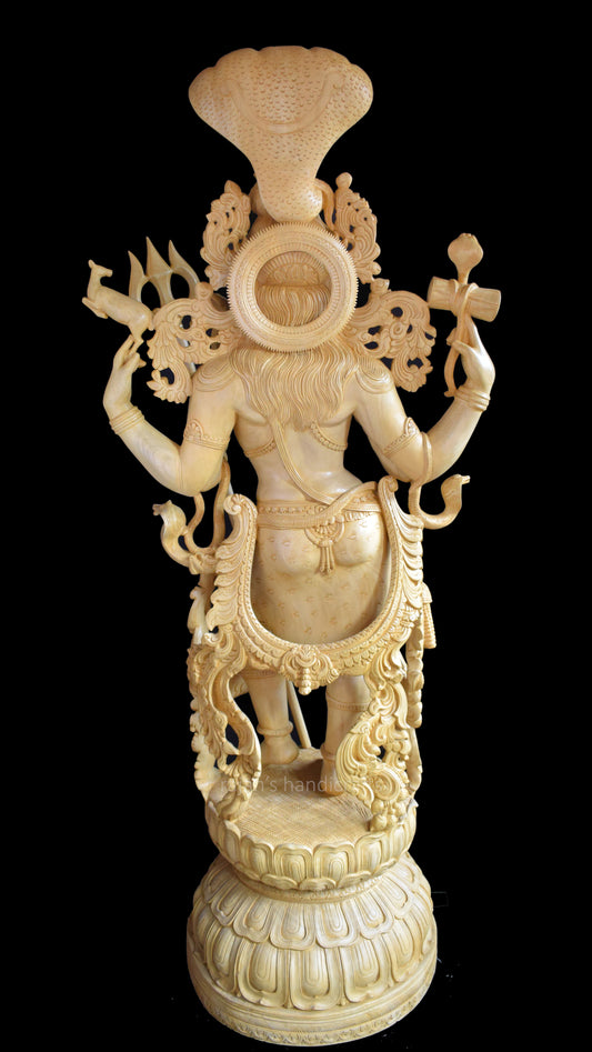 5 Feet Whitewood Shiva Statue
