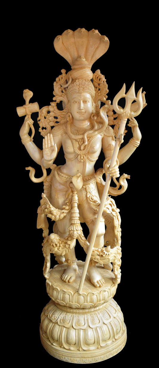 5 Feet Whitewood Shiva Statue