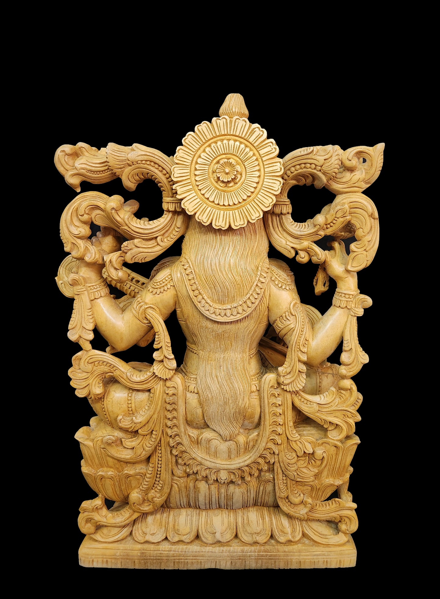 Saraswati Statue – 24 Inch Handmade Whitewood Idol with Free Rosewood Base | For Home Temple or Gift